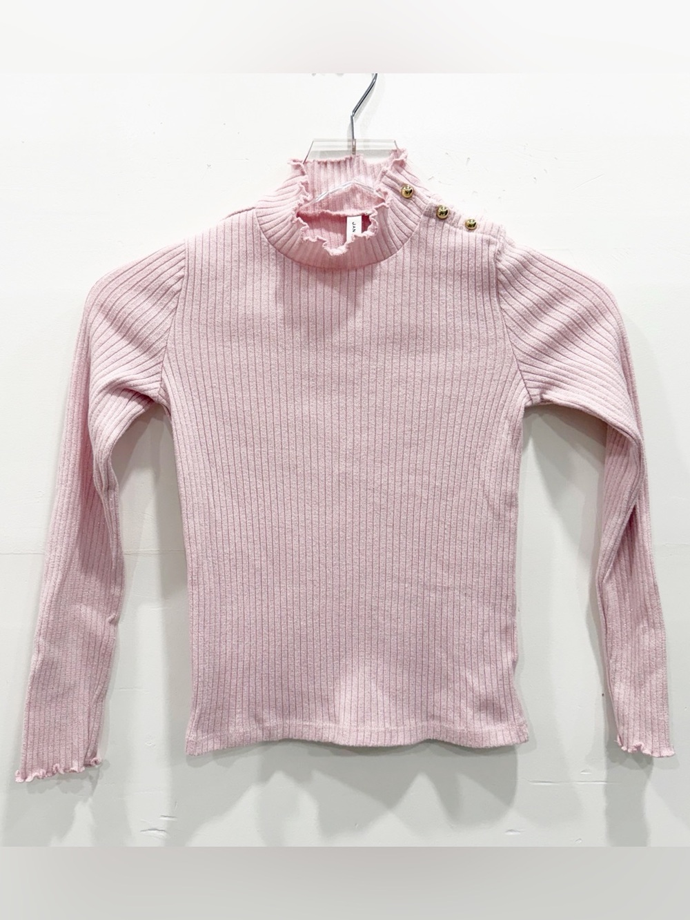 Janie and Jack Lettuce Neck Long Sleeve Ribbed Top Pink Size 8